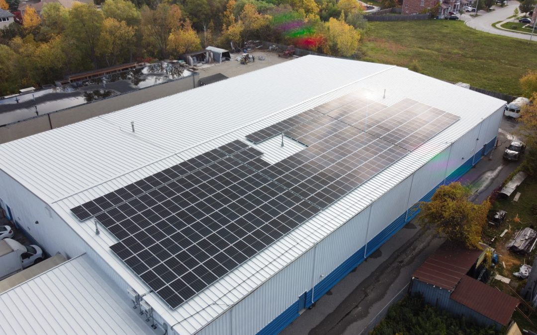 Alectric Renewables completes installation of 112KW Net Metered Solar PV generation system at Abacus Self Storage in Richmond Hill / plants 112 trees.